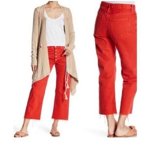 Free People We The Free 28/25" inseam "Rolling On The River" cropped jeans red